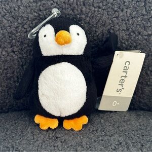 CARTER'S Black and White Penguin Plush Rattle